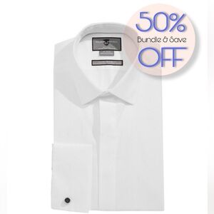 Black Brown 1826: Luxury Egyptian Cotton Slim-Fit Tux Shirt(17.5 neck,34 sleeve)